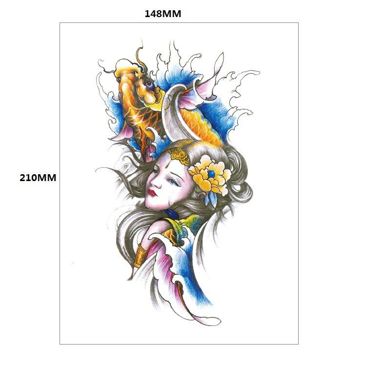 Traditionelle schöne Frau Charakter Tränen Geisha Farbe Wasser Transfer Blume Arm Anti-Real Tattoo Aufkleber Tattoo