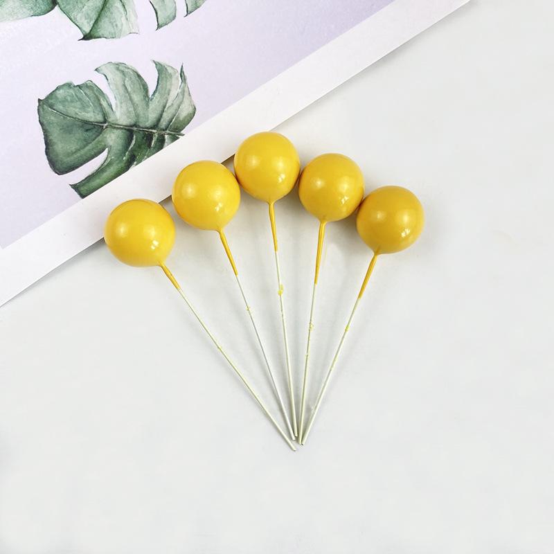 Sada zlatých kuličkových dekorací na dort - 10 kusů: Pěnová koule Narozeninová pekařská zapichovátka a doplňky na dezertní stůl