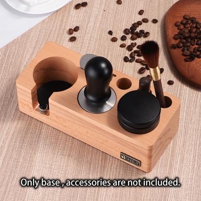 TREELF Espresso Tamping Station Fits for 58mm Espresso Accessories Beech Wooden Can Adjustable