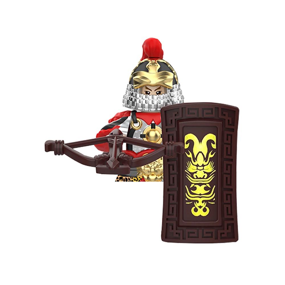 1pcs Ancient Chinese Hero Yue Fei General Military Armor Soldier Action Figures Building Block Sword Helmet DIY Brick Toy Gift