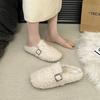 Internet celebrity fairy wind lamb wool white fluffy shoes female outer wear lazy one pedal warm velvet bag head half slippers