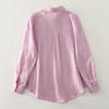 Spring Luxury French Chic Pink Embroidered Long-Sleeve Women's Shirt