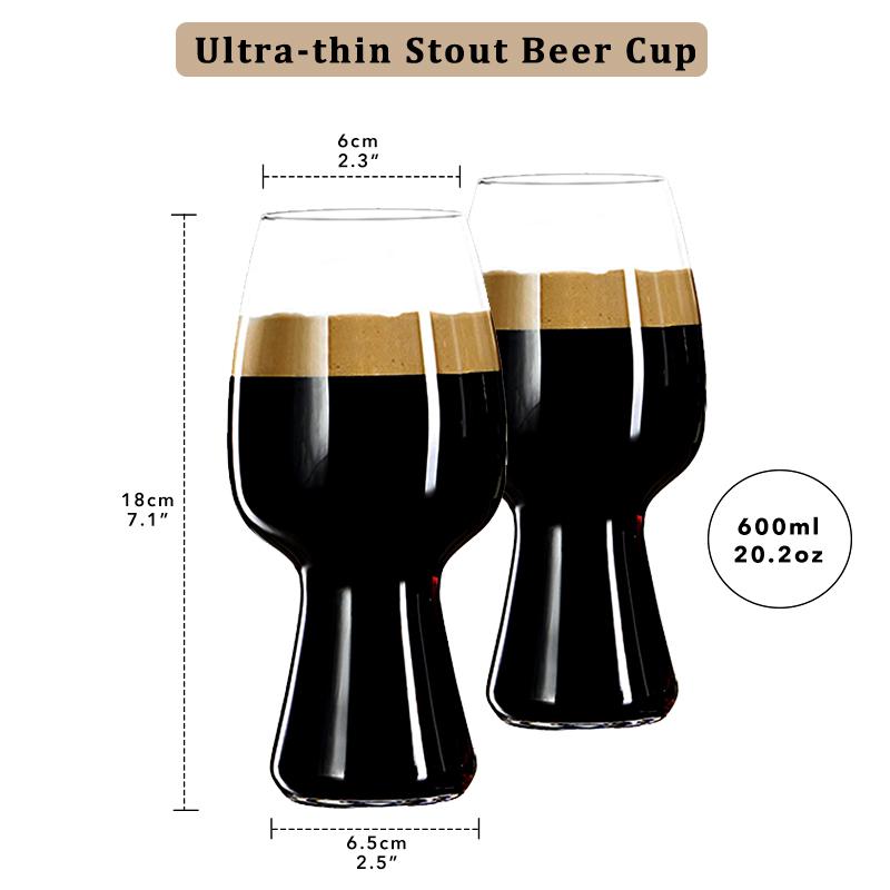 2PCS 20.2oz Ultra-thin Stout Beer Cup Exquisite Craft Glass  Cold Drink Cup Beer Mug Ideal Gifts for Ale or Craft Beer Lovers