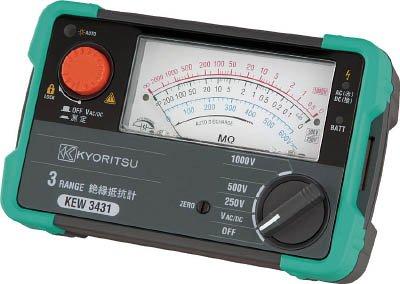 

Kyoritsu Electric Meter Вимірювач опору ізоляції Kyumeg 3 діапазону (КЬОРІЦУ) (250В/500В/1000В) модель.3431 чорний