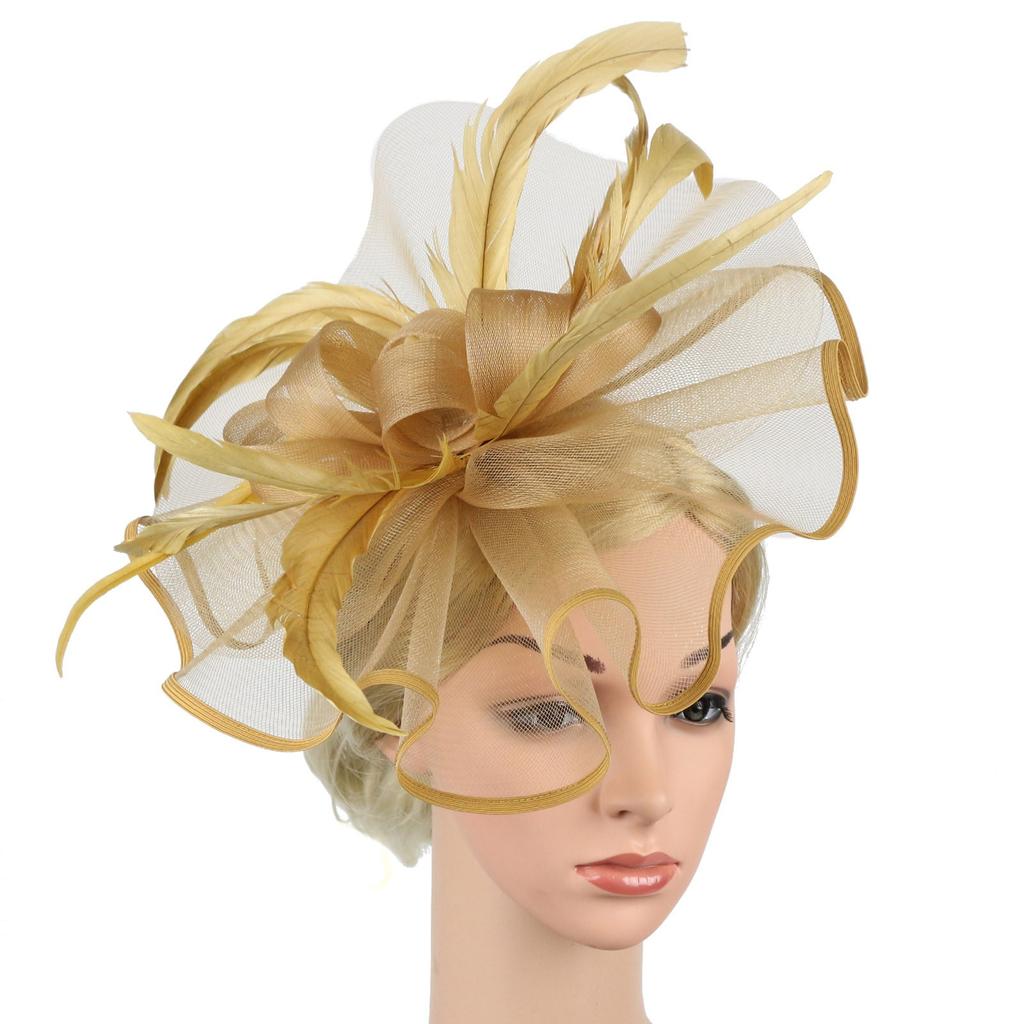 Hair Head Bands Hats For Women Headwear Church Feather Clip Fascinators Hat Wedding Party Cap For Non Slip Head Bands