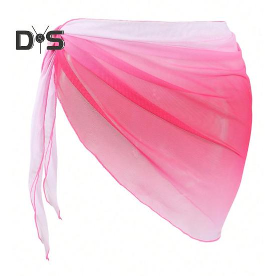 Beach Sheer Cover Up Skirt Gradient Color Chiffon Bikini Wrap Versatile Scarf Swimwear Shawl Sunscreen Cover Up