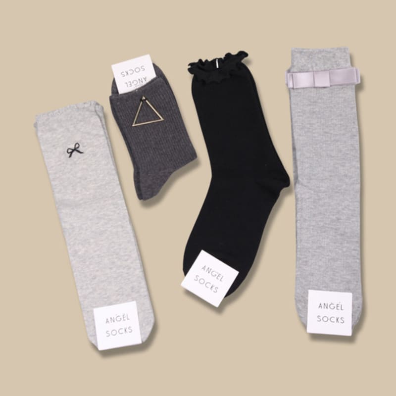 

ANGEL SOCKS SET004 - Groove Gray Toned-Down Daily Fashion Gift Ankle Socks Spring Gold Jewelry ONLY ONE