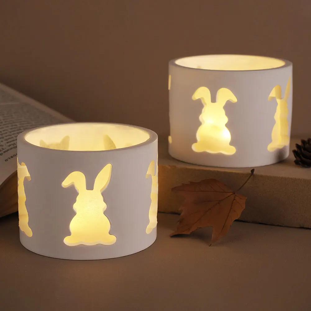 Hollow Easter Bunny Lamp Silhouette Silicone Mold Candle Molds Handmade Aromatherapy Gypsum Ornament Resin Crafts Molds