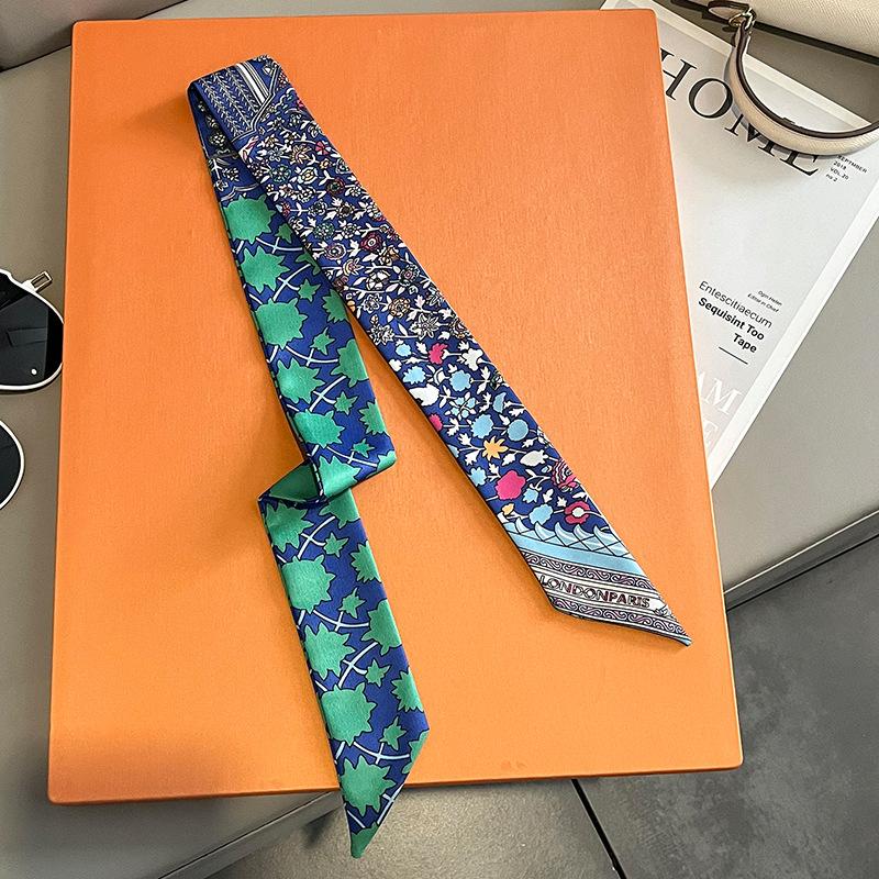 New Fashion Pinrt Bag Scarf Luxury Brand Design Womens Silk Scarf Head Scarf Headwear Long Skinny Scarves Bag Accessories