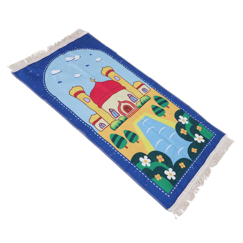 Kids Pray Rug Thick Mat Soft for Women Men Children Meditation with Tassel Pray Beads Pendant Storage Cylinder