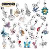 Butterfly Charm S925 Pure Silver Heart Flower Car Beads Pendant For Women DIY Bracelet Jewelry Valentine's Day Gift