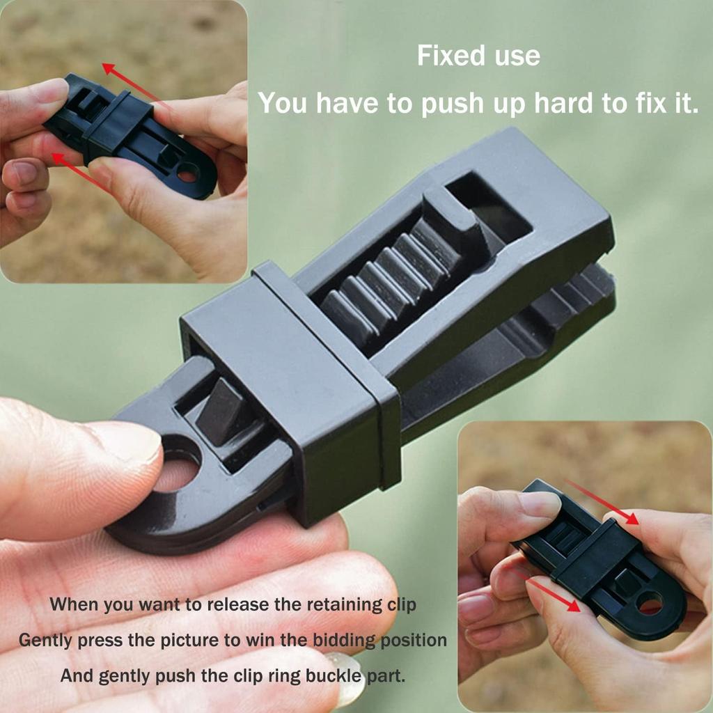 Tarpaulin Clips, Camping Accessories for Tent,20 Pcs Adjustable Heavy Duty Lock Grip for Tarp & Shade Cloth Color, Windproof Shade Cloth Plastic