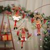 Christmas Decoration Wreath Santa Claus Door Hanger Rustic Burlap Faux Berry Garland with English Lettering Holiday Home Decor