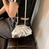 Crossbody Bag Women Dinner Bag Leather Cloud Bag Fashion Pleated Shell Bag  Girl