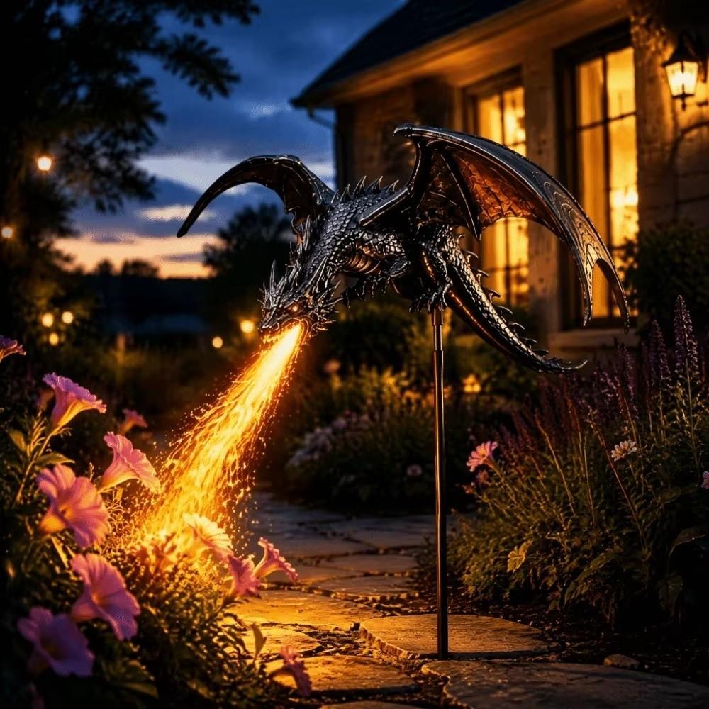 Resin Solar Dragon Fire Garden Light Solar Powered Solar Garden Light for Lawn Yard Patio Decor