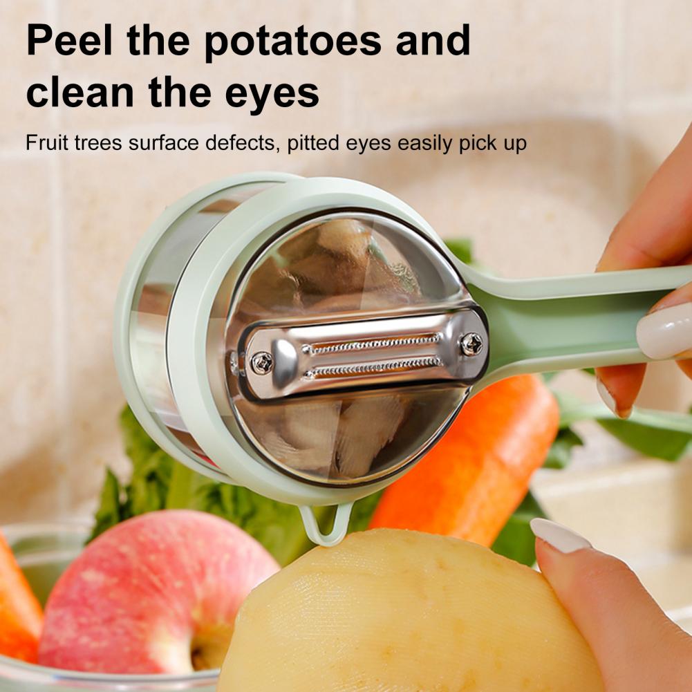 Stainless Steel Peeler With Container Swivel Hole Peeler For Hanging Multifunctional Stainless Steel Blade Peeler For Vegetables зелёный
