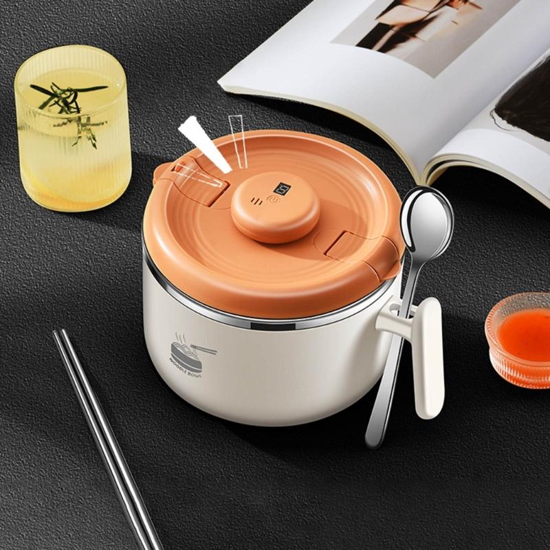 Durable 304 Stainless Steel Bowl with Timers Function Food Container Ramen Bowl Noodles Bowls Perfect for Kitchen Dorms