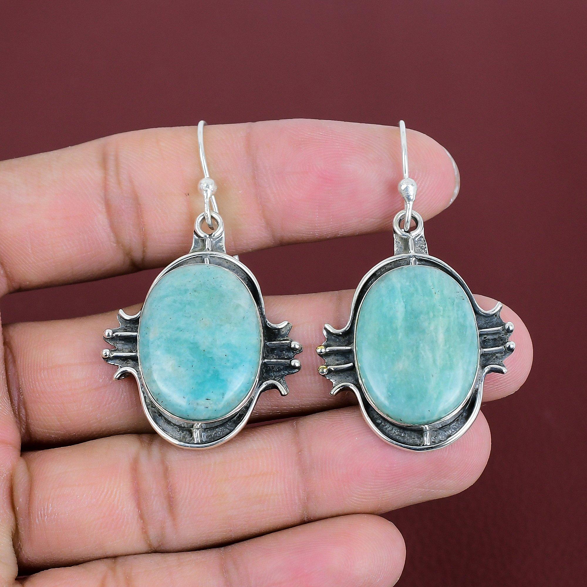 Amazonite Earring Original Gemstone Earring Elegant Jewelry 925 Sterling Silver Earring Handmade Drop Earrings Wedding Jewelry Gifts For Mom