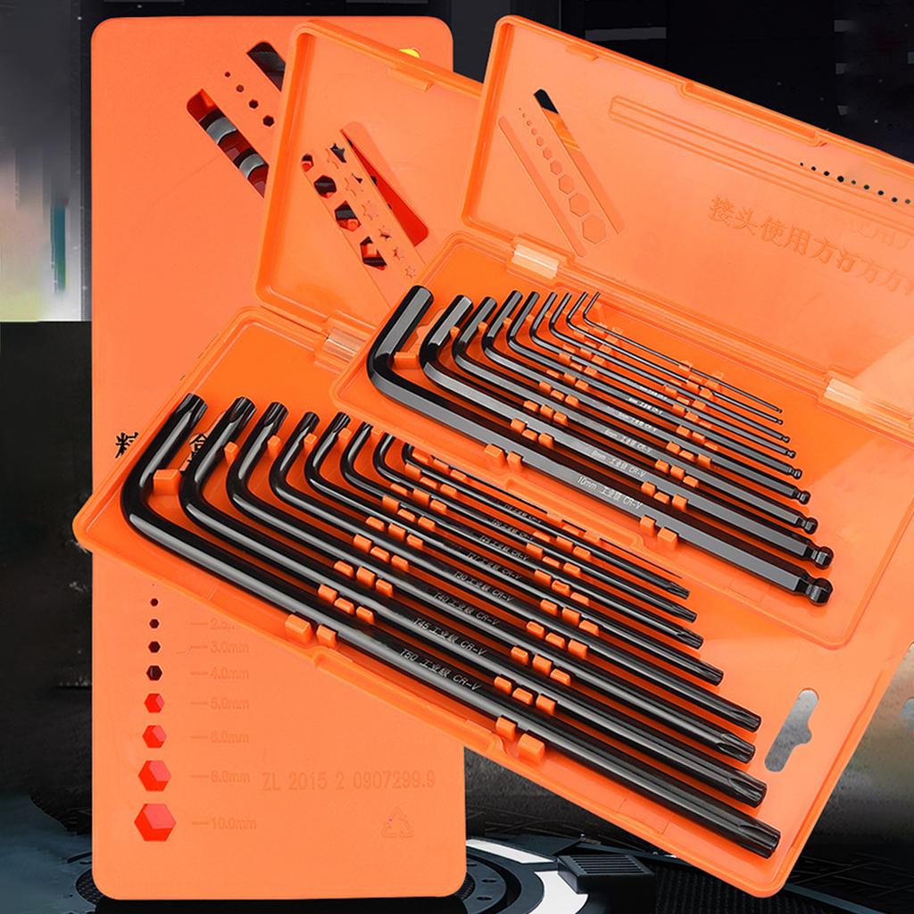 9Pcs Allen Key Wrench Lengthen Arm Ball End Hexagon Key Set Wrench L Shaped Micro Hex Wrench Screwdriver Tool Kit