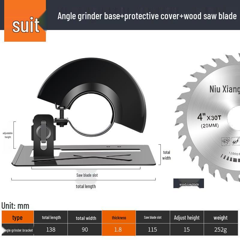 Waterproof Dustproof Angle Grinder Protective Cover and Grooving Base Set