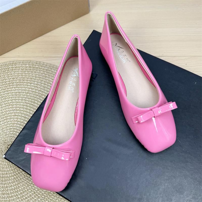 Fashion Flat Shoes Women's 2025 Spring and Autumn New Shallow Square Bow Large Size Women's Shoes 42 43 44 Ladies Shoes Loafers Women