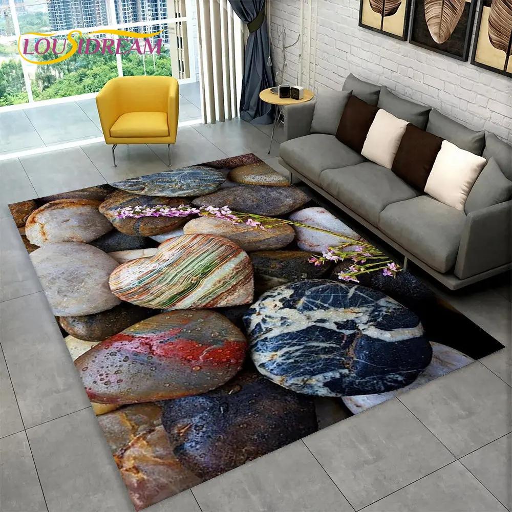 טביעת רגל תלת מימדית אבן חוף שטח שטיח חלוקי נחל, שטיח שטיח לבית סלון חדר שינה ספה שטיח לדלת עיצוב מטבח מחצלת רצפה מונעת החלקה