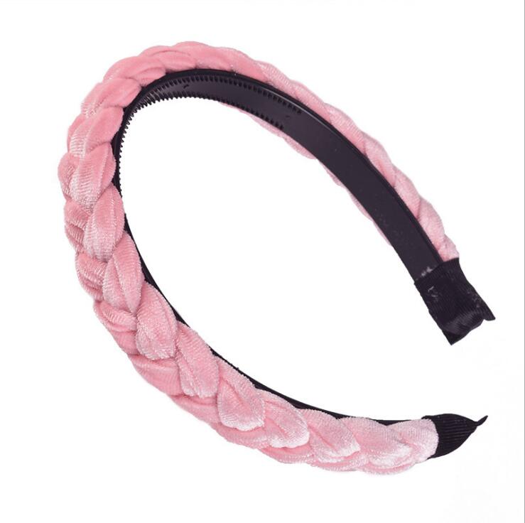 New Fashion Braid Headband Soft Flannel Hairband Women Non-slip Teeth Headwear Turban Classic Hair Hoop Adult Hair Accessories
