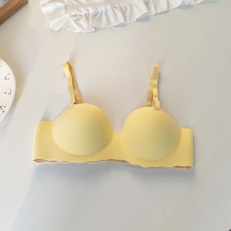 Ladies' Striped Design, Half Cup Bra Without Steel Ring, Gathering Bra, Lifting and Anti Sagging Underwear