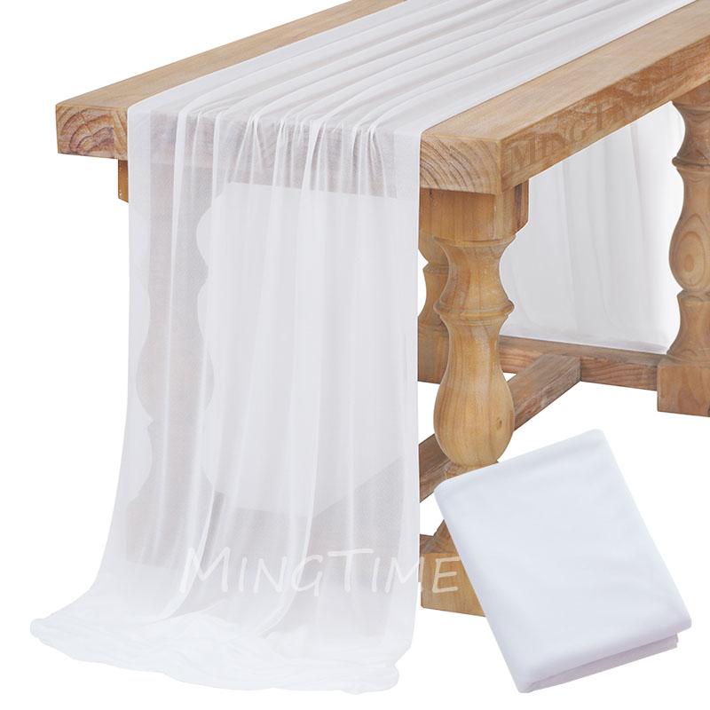 Caminho de Mesa Macio Rosa Blush Poeira Gaze Rústico Boho Natural Casamento Festa Chá de Bebê Jantar Ornamento Decoração