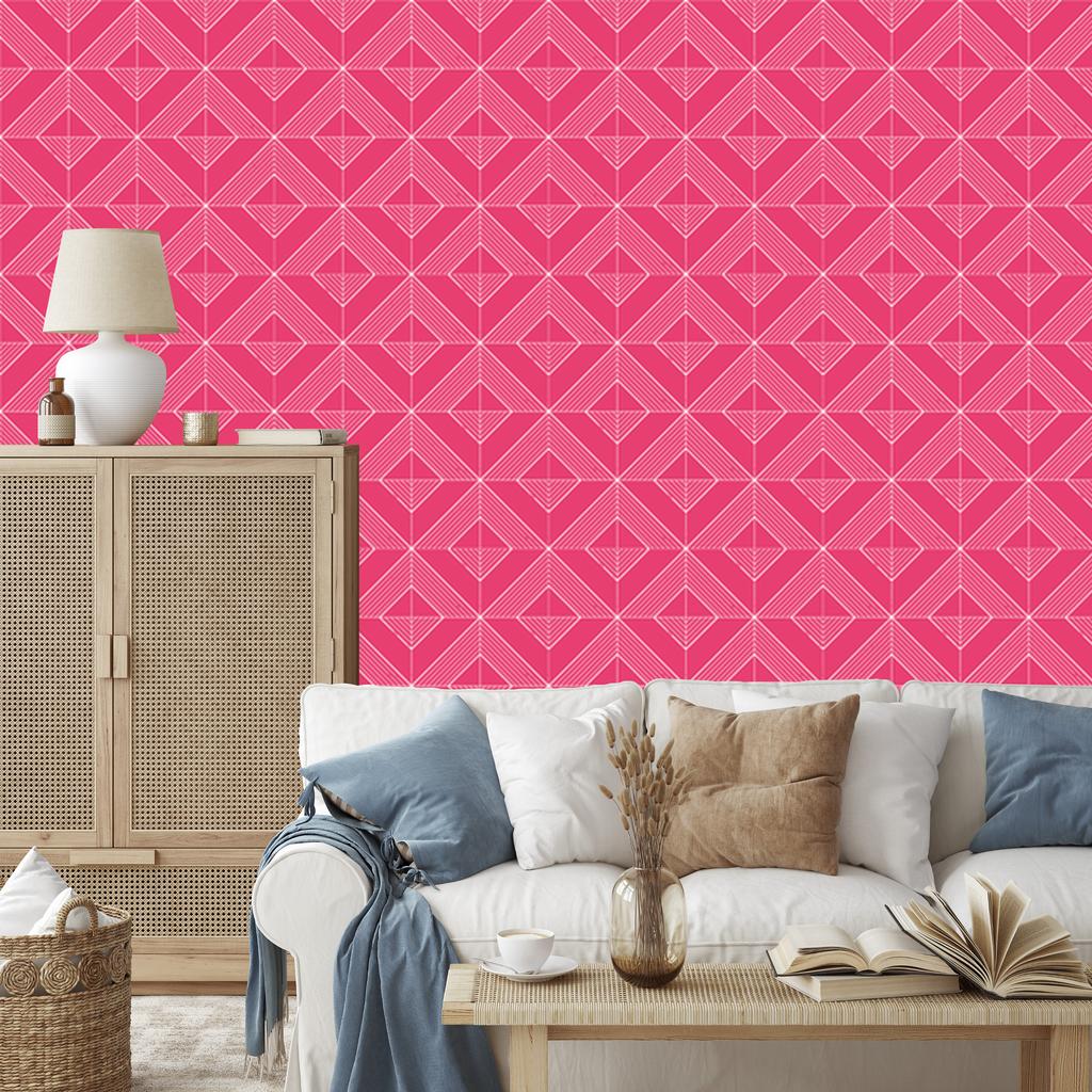 Geometric pink and powder pink rhombus wallpaper 50x1000