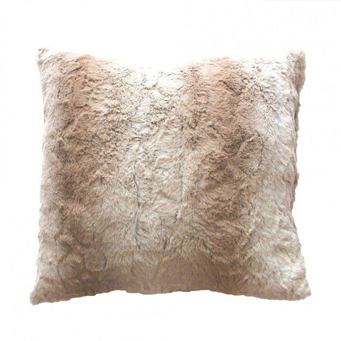 Coussin - Sibérie - 40 X 40 Cm - Poils Doux - Dégradé Naturel Beige / Écru