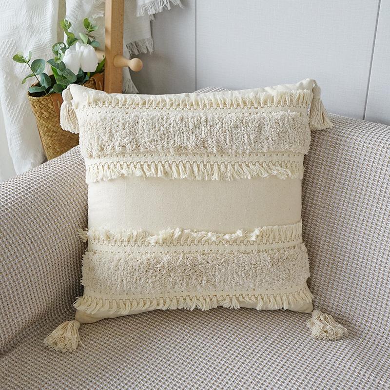 1PC Bohemian Ethnic Fringe Throw Pillow Covers Tufted Living Room Decor Cushion Covers Soft Pillow Cover with Zipper Home Decor