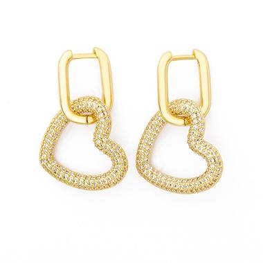 

Nidin New Fashion 3 Colors Stone Heart Shape Dangle Earrings Copper Cubic CZ Cuff Drop Huggie Simple Design Party Jewelry Gift золотой