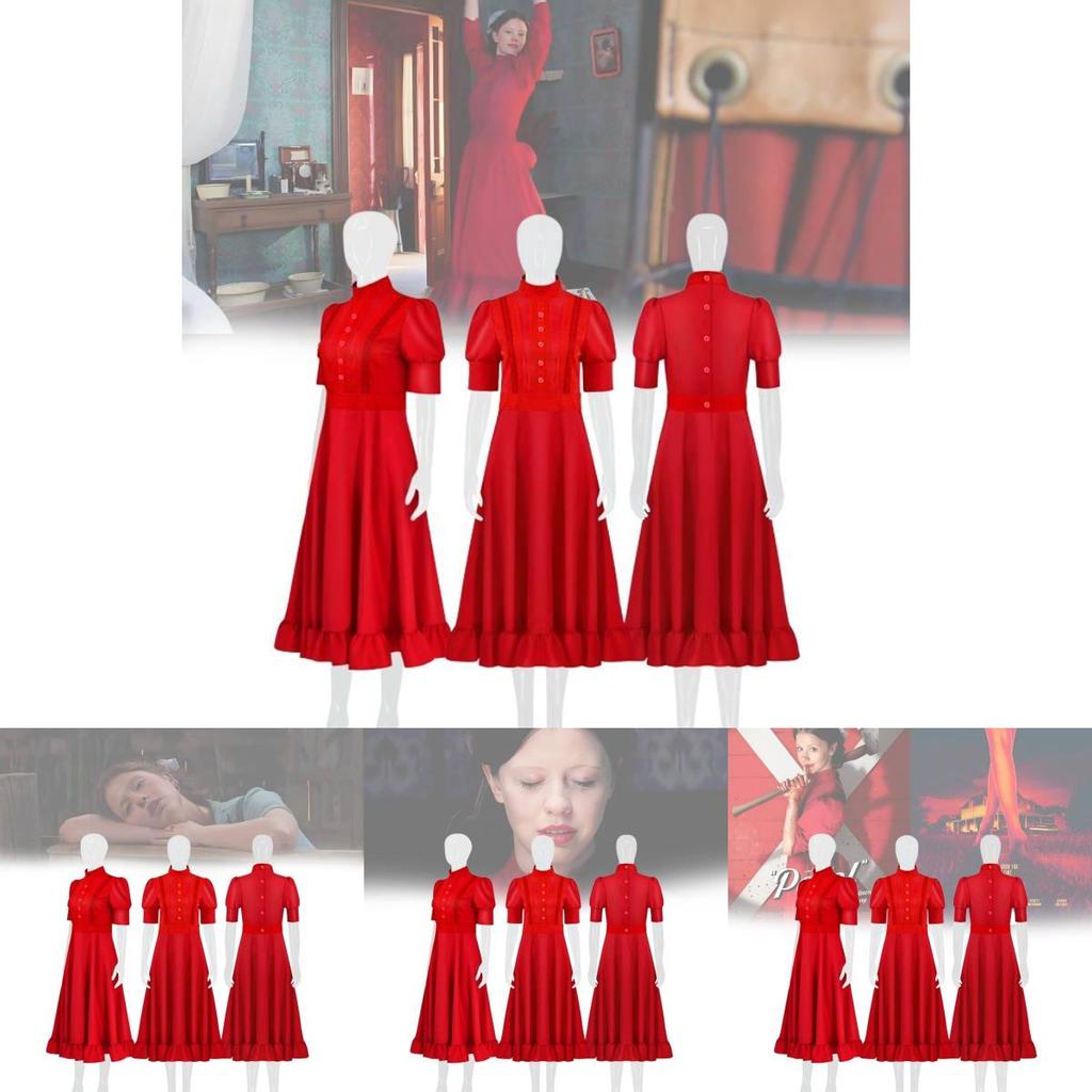 Stunning Pearl Red Dress Costume For Horror Movie Fans Perfect For Halloween Cosplay Events