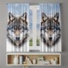 2pc Wolf print curtains   polyester fabric   machine washable   suitable for bedroom and living room decoration