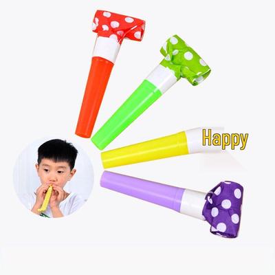 6cm Polka Dot Paper Blowout Whistles for Children's Birthday Party