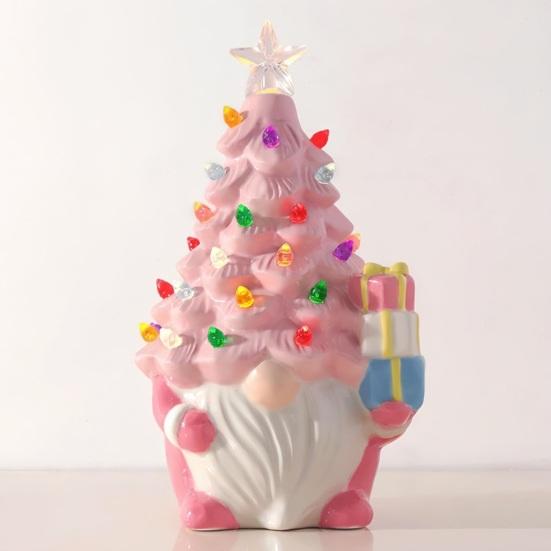 5 Inch Lighted Christmas Gnome Decorations Resin Faceless Old Man Christmas Tree Small Prelit Gnome Figurine with Multi-colored Lights