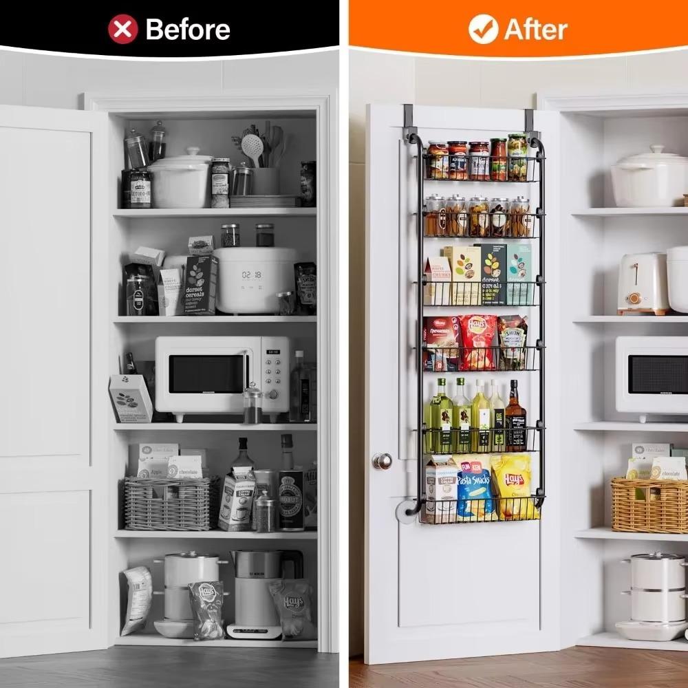 Rust-Proof Over Door Storage Rack 4 Layers Storage Basket Rear Door Hook Shelf  Wardrobe Storage
