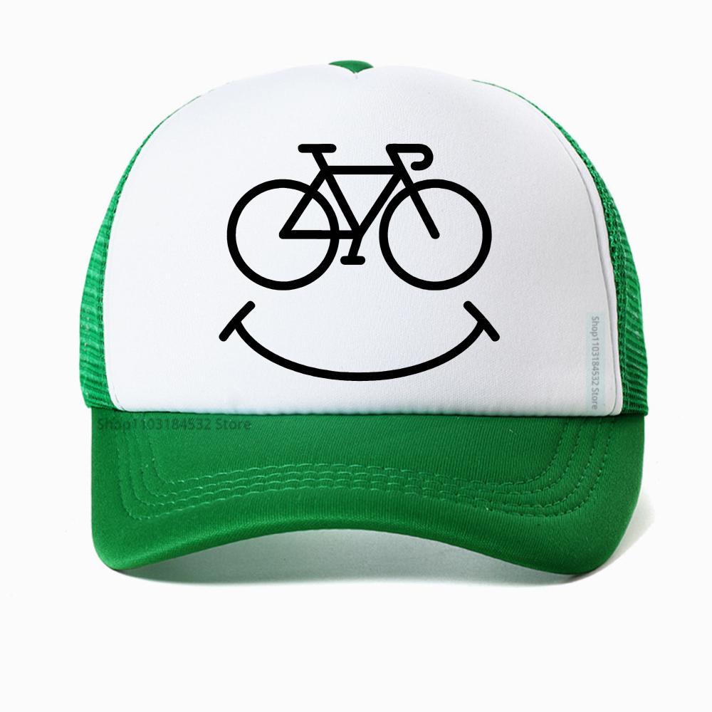 Bike Smile Print Graphic Baseball Cap Summer Casual Unisex Breathable Sun Hat Fashion Mesh Adjustable Snapback