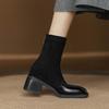 Krazing Pot Flock Winter Square Toe Modern Size 33 Boots Size 43 Zipper Fashion Stretch Ankle Boots
