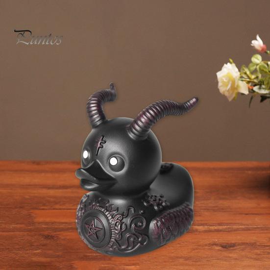 Gothic Duck Figurine Punk Deathrock Satanic Black Duck Resin Statue Sculpture Home Office Desktop Decoration Halloween Party Ornament
