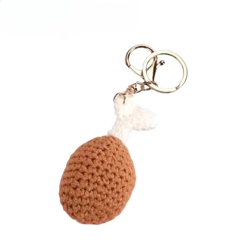 

Creative Knit Keychain Cartoon DIY Burger Ice Cream Pendant Keychain Charms Handmade Pendant for Girl Cute Gift Car Decorations