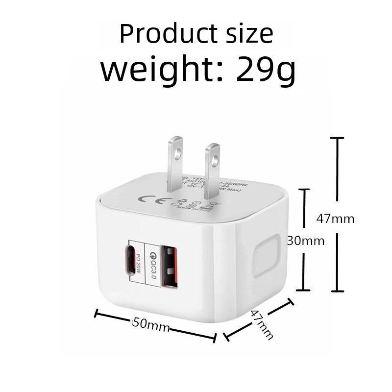 20W PD-Ladegerät: Schnellladen mit zwei Anschlüssen (Typ-C & USB), Kompatibel mit britischen und EU-Standards