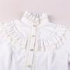 Women's Vintage Ruffle Collar Shirt Spring New Arrival High Neck Lace Trim Button Down Shirt Elegant Gothic Blouse Tops