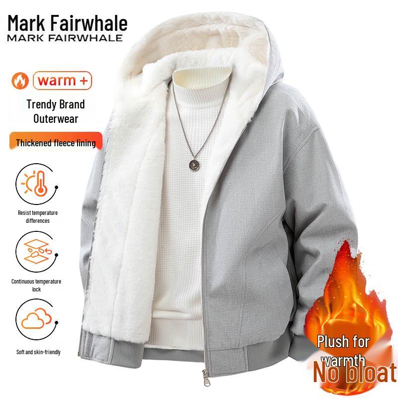 Mark Fairwhale Men's Solid Color Hooded Warm Jacket