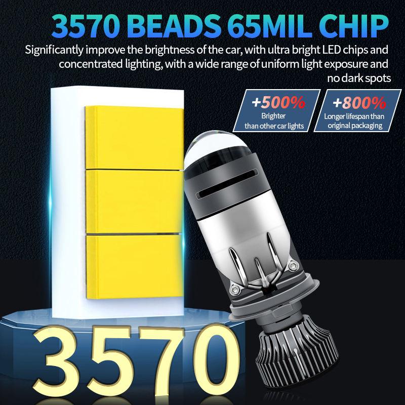 M01K H4 LED Motorcycle Headlight: Three Light Sources, Near & Far Integrated, High-Power Focus Lens.