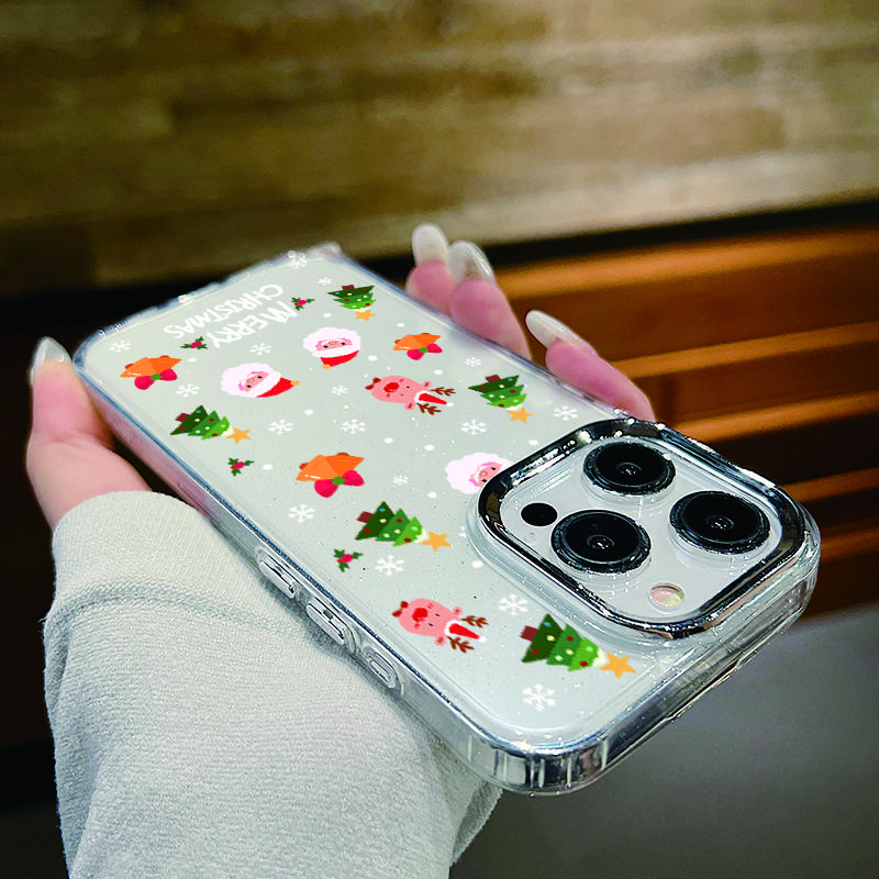 Χαριτωμένη Θήκη Τηλεφώνου Άγιος Βασίλης Καλά Χριστούγεννα Για iPhone 16 Pro Max 15 Pro 14 13 12 11 Χιονάνθρωπος Με Σχέδιο Ελαφιού Μαλακή Λεπτή Αντικραδασμική Προστασία Φακού Διάφανη Κάλυψη