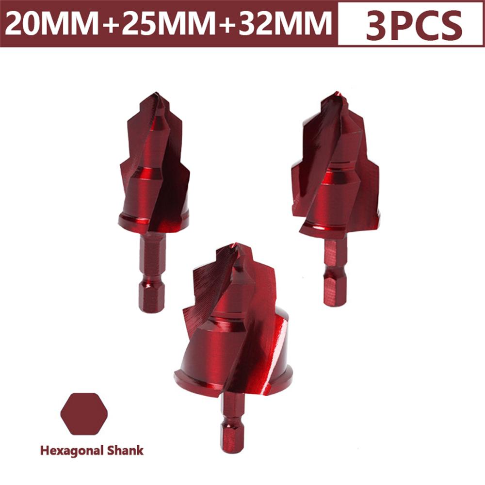 3Pcs PPR Lifting Stepped Drill Bit Hexagon Shank Water Pipe Connection Tool 20/25/32/40/50/63mm Stepped Drill Bit Drilling Tools