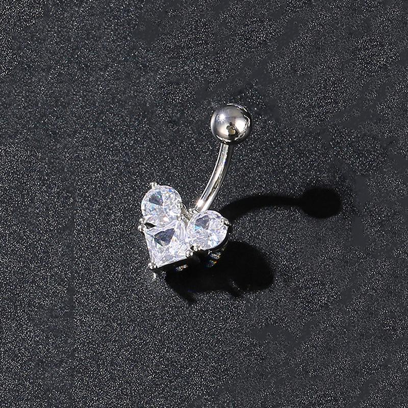 Fashion Zircon Belly Button Rings Stainless Steel Bow Heart Navel Piercing Ring For Women Sexy Belly Piercing Ring Body Jewelry