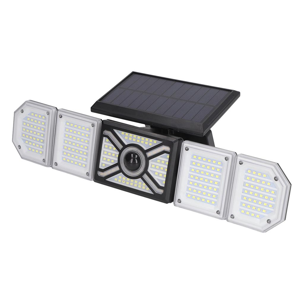 LED Solar Outdoor Street Light 5 Flexible Head IP65 Waterproof 3 Working Modes Remote Control Solar